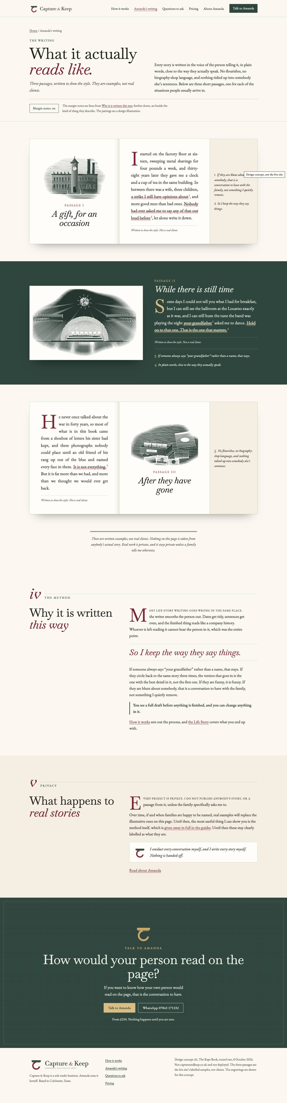 Inner page, desktop of The Beautifully Kept Book, full page