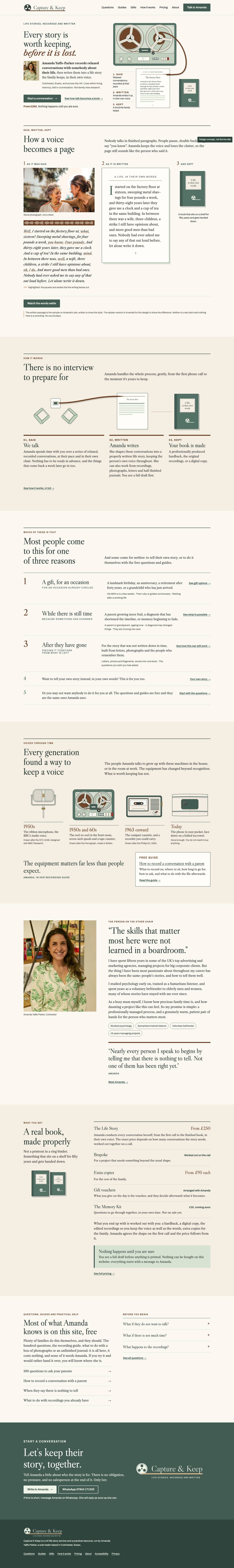 Home, desktop of Voices Through Time, full page