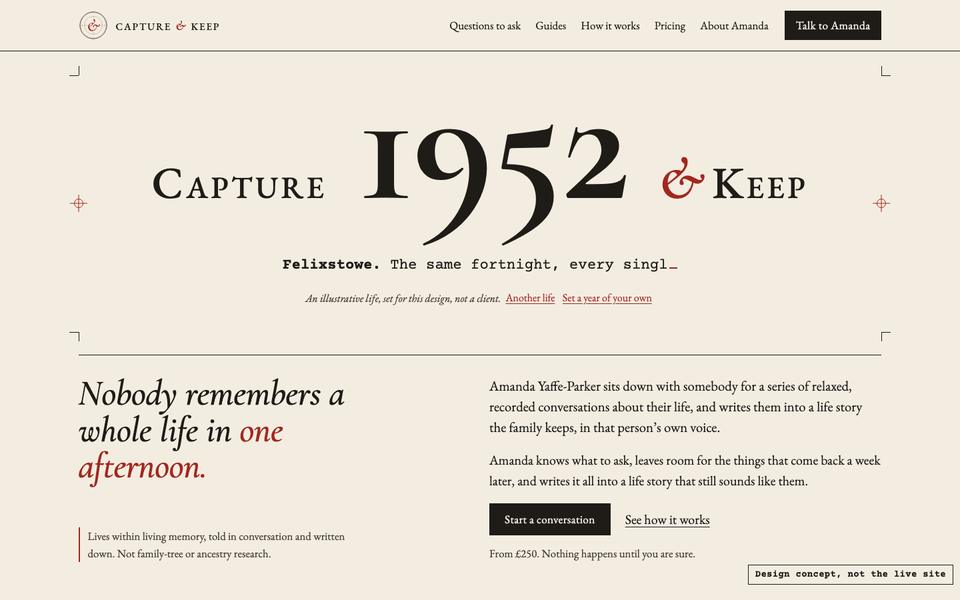 First screen of Typeset at desktop width