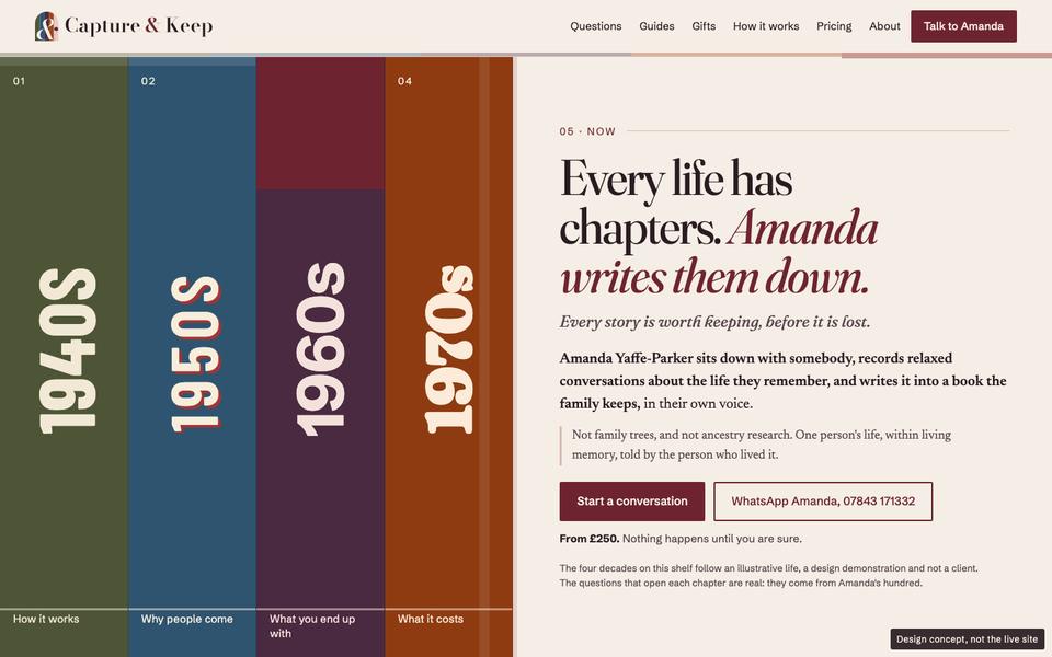 First screen of Chapters at desktop width