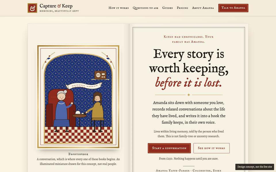 First screen of The Ordinary Chronicle at desktop width